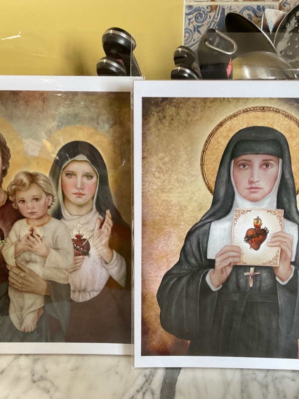 Pair of 2 Saint prints by artist Tracy L. Christianson, 8”x10”